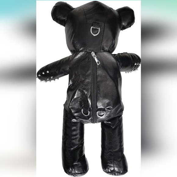 Black Leather Punk Goth Bear Backpack Purse - Picture 4 of 6
